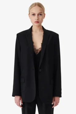 Allan Wool Blazer Jacket Black