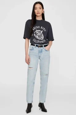 Avi Tee Collegiate Leopard Washed Charcoal