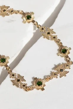 Ayllu Bracelet Gold - Chrome Diopside