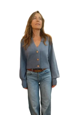 Bec Cashmere Knit Cardigan Infinity Blue