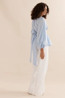 Belle Blouse Blue Stripe