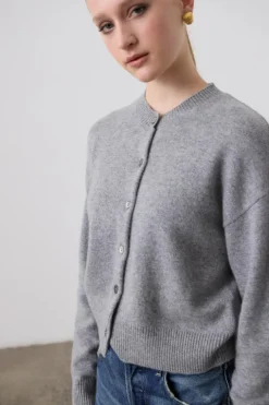 Boxy Cashmere Cardigan Grey Marle
