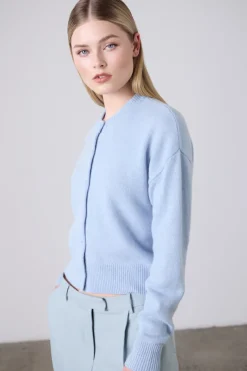 Boxy Cashmere Cardigan Sky