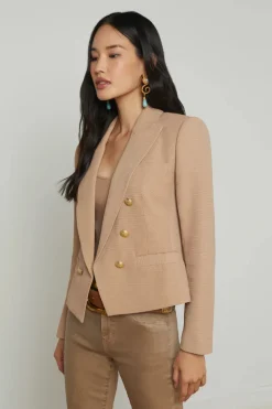Brooke Open Front Blazer Cappuccino/Sketch Chain