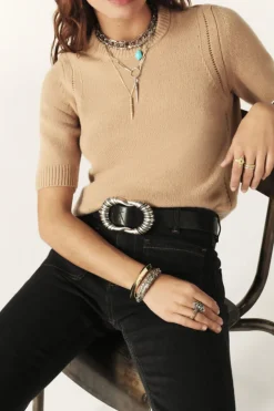 Cachma Short Sleeve Sweater Camel