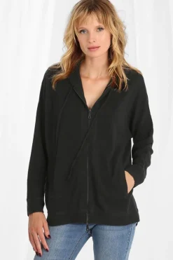 Cashmere Oversized Zip Hoodie Black