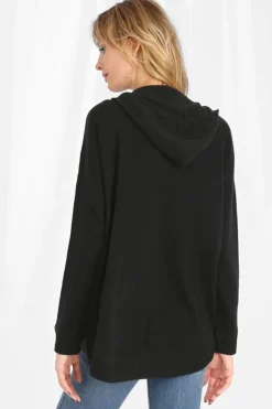 Cashmere Oversized Zip Hoodie Black