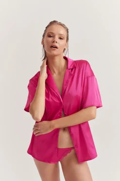 Celine Short Sleeve Shirt Hot Pink
