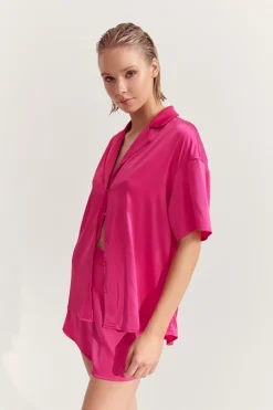 Celine Short Sleeve Shirt Hot Pink