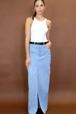 Chicago Suede Skirt Sky Blue