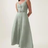 Clay Belted Midi Dress Willow Green