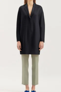 Cocoon Coat Pressed Wool Black