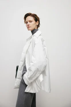 Collared White Puffer Jacket