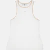 Cotton Vest White/ Taupe