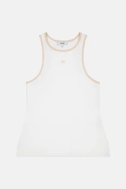 Cotton Vest White/ Taupe