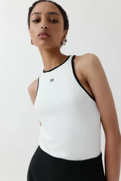 Cotton Vest White/Black