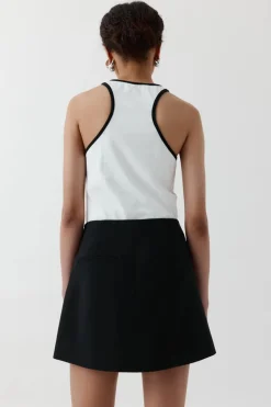 Cotton Vest White/Black
