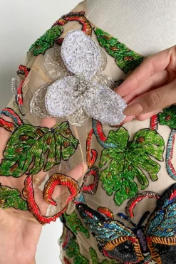 Cropped Embroidered Butterfly Top