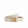 Double-Sided Pebble Leather Belt White/Tan/Gold