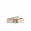 Double-Sided Pebble Leather Belt White/Tan/Silver