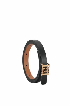 Double-Sided Slim Leather Belt Black/Tan/Gold