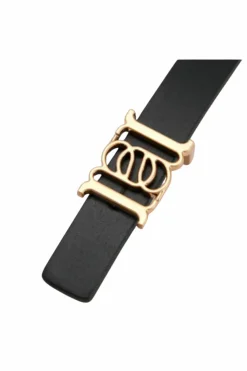 Double-Sided Slim Leather Belt Black/Tan/Gold