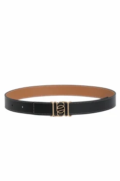 Double-Sided Smooth Leather Belt Black/Tan/Gold