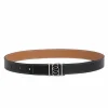 Double-Sided Smooth Leather Belt Black/Tan/Silver