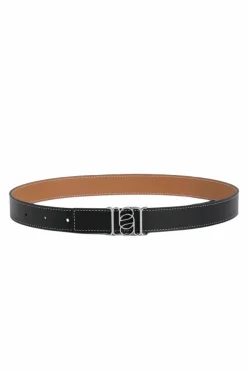 Double-Sided Smooth Leather Belt Black/Tan/Silver