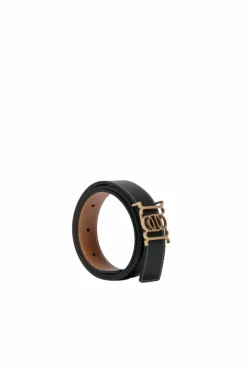 Double-Sided Smooth Leather Belt Black/Tan/Gold
