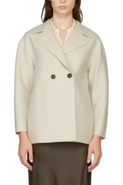 Dropped Shoulder Double Breasted Jacket Almond