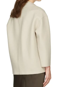 Dropped Shoulder Double Breasted Jacket Almond