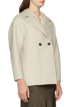 Dropped Shoulder Double Breasted Jacket Almond