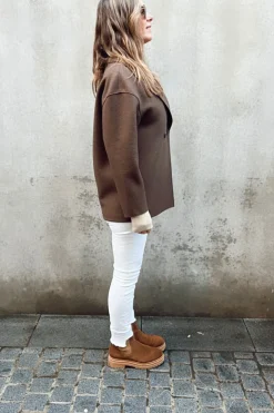 Dropped Shoulder Double Breasted Jacket Teddy Brown