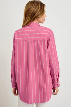 Elsa Shirt Hibiscus White Stripe