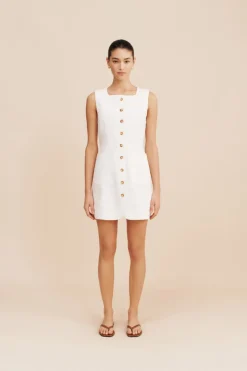 Emma Button Down Mini Dress Ivory