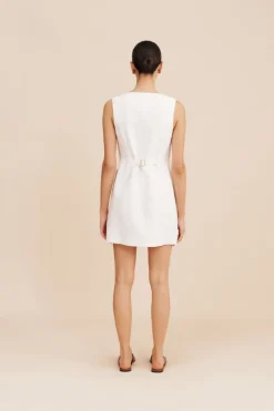 Emma Button Down Mini Dress Ivory