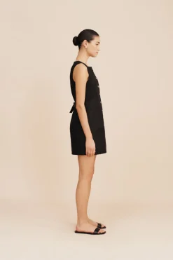 Emma Button Down Mini Dress Black