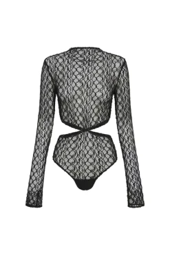 Eros Long Sleeve Bodysuit Black