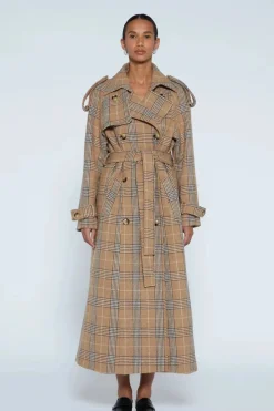 Everly Wool Coat Brown Check