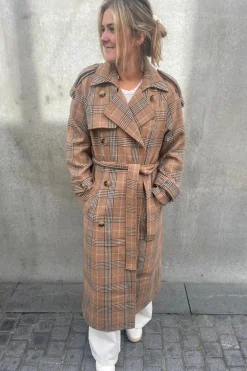 Everly Wool Coat Brown Check