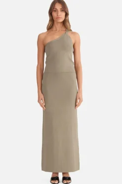 Evie Luxe Assymetric Knit Tank Olive