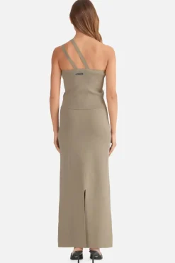 Evie Luxe Assymetric Knit Tank Olive