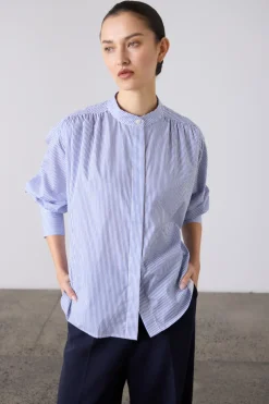 Gabi Stripe Blouse Blue/ White Stripe