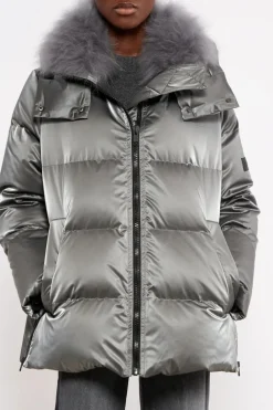 Glazed Technical Parka 76cm Basalte