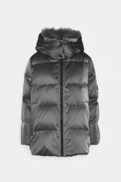 Glazed Technical Parka 76cm Basalte