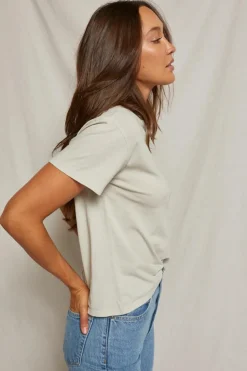 Harley Cotton Boxy Crew Tee Chalk