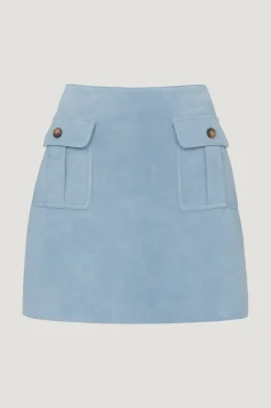 Hayla Suede Mini Skirt Sky Blue