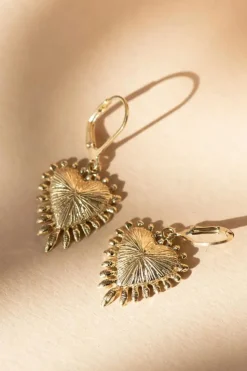 Heart Rays Earrings Gold