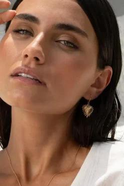 Heart Rays Earrings Gold